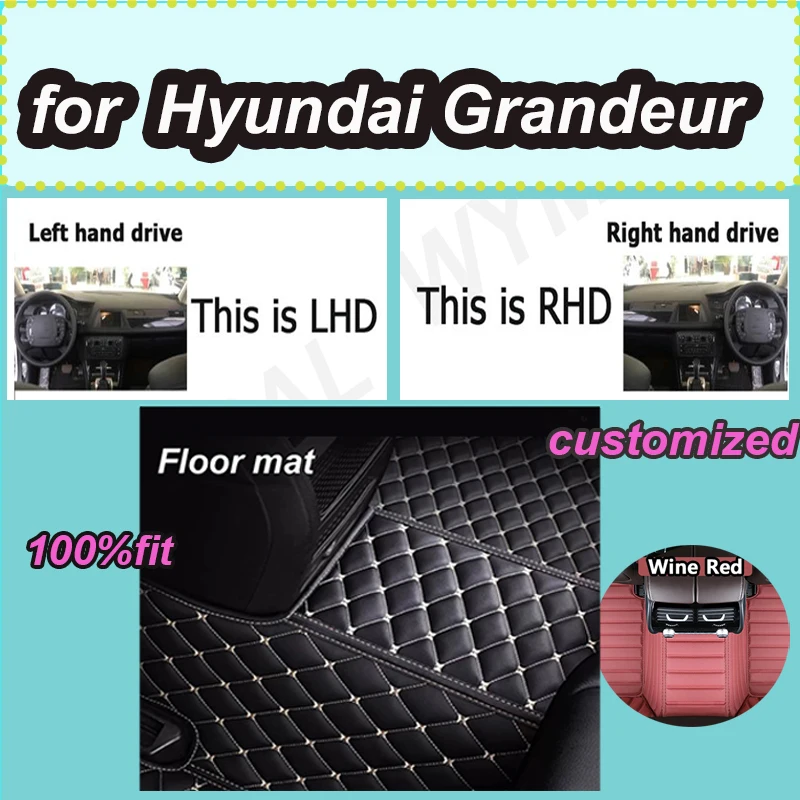 

Роскошные автомобильные коврики для Hyundai Grandeur 2011 2012 2013 2014, роскошные кожаные автомобильные коврики