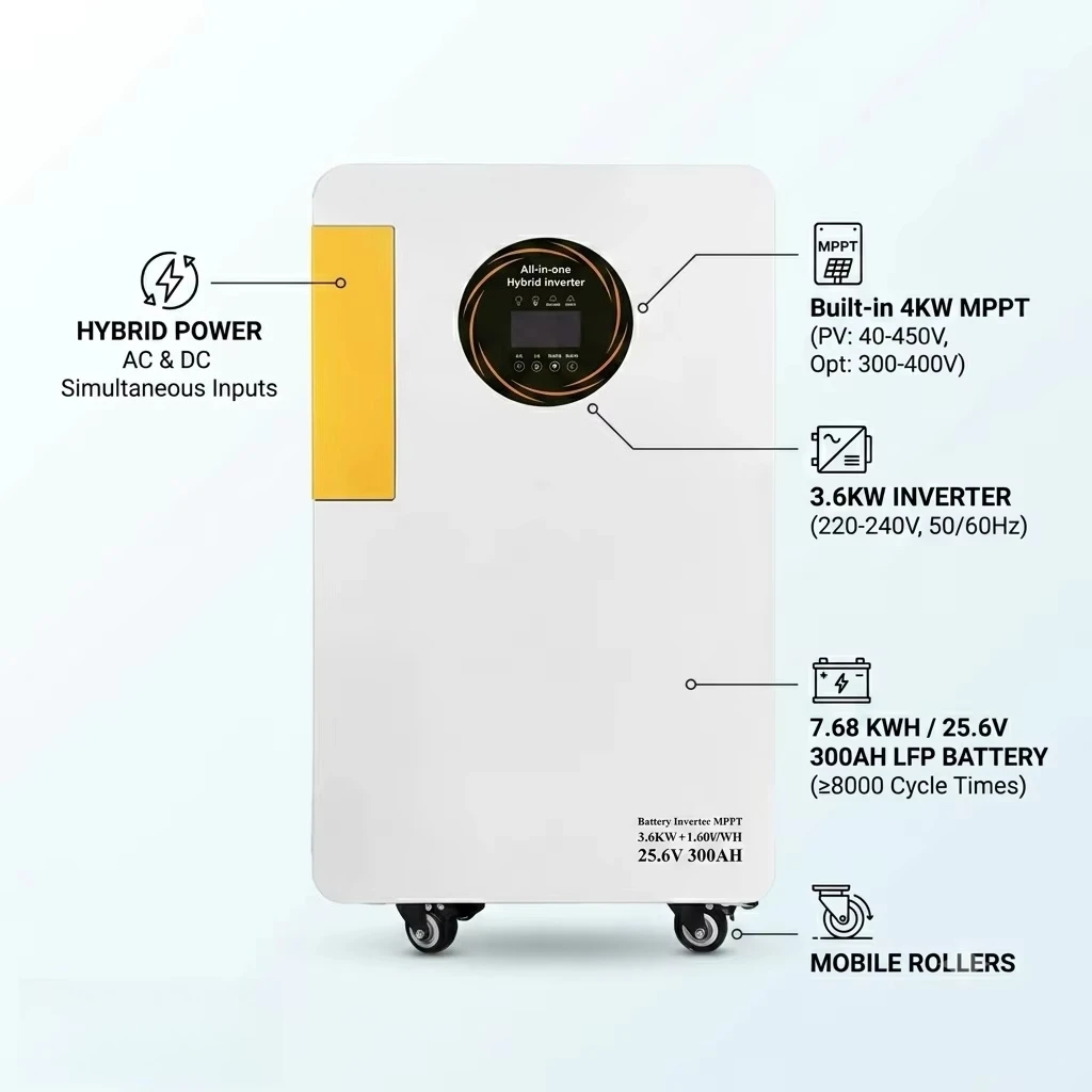 All‑in‑one Energy Storage Cabinet For Off‑Grid Solar Installation Built‑in 12kW Inverter LiFePO4 Battery