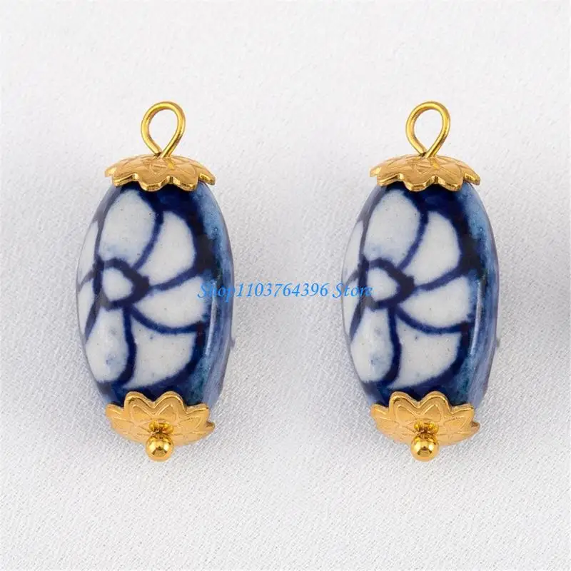 السيراميك الأزرق نمط القرط النتائج الملحقات المعدنية لإكسسوارات المجوهرات