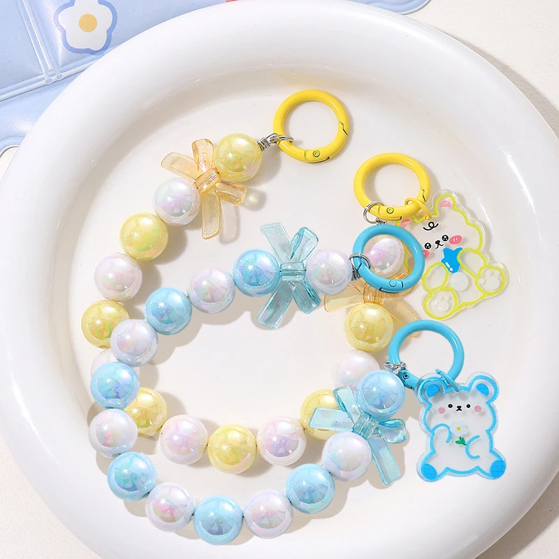 Colorful Mermaid Gradient Beaded Mobile Phone Chain Anti-Lost Phone Lanyard Keychain Bag Hand Chain Earphone Camera Chain