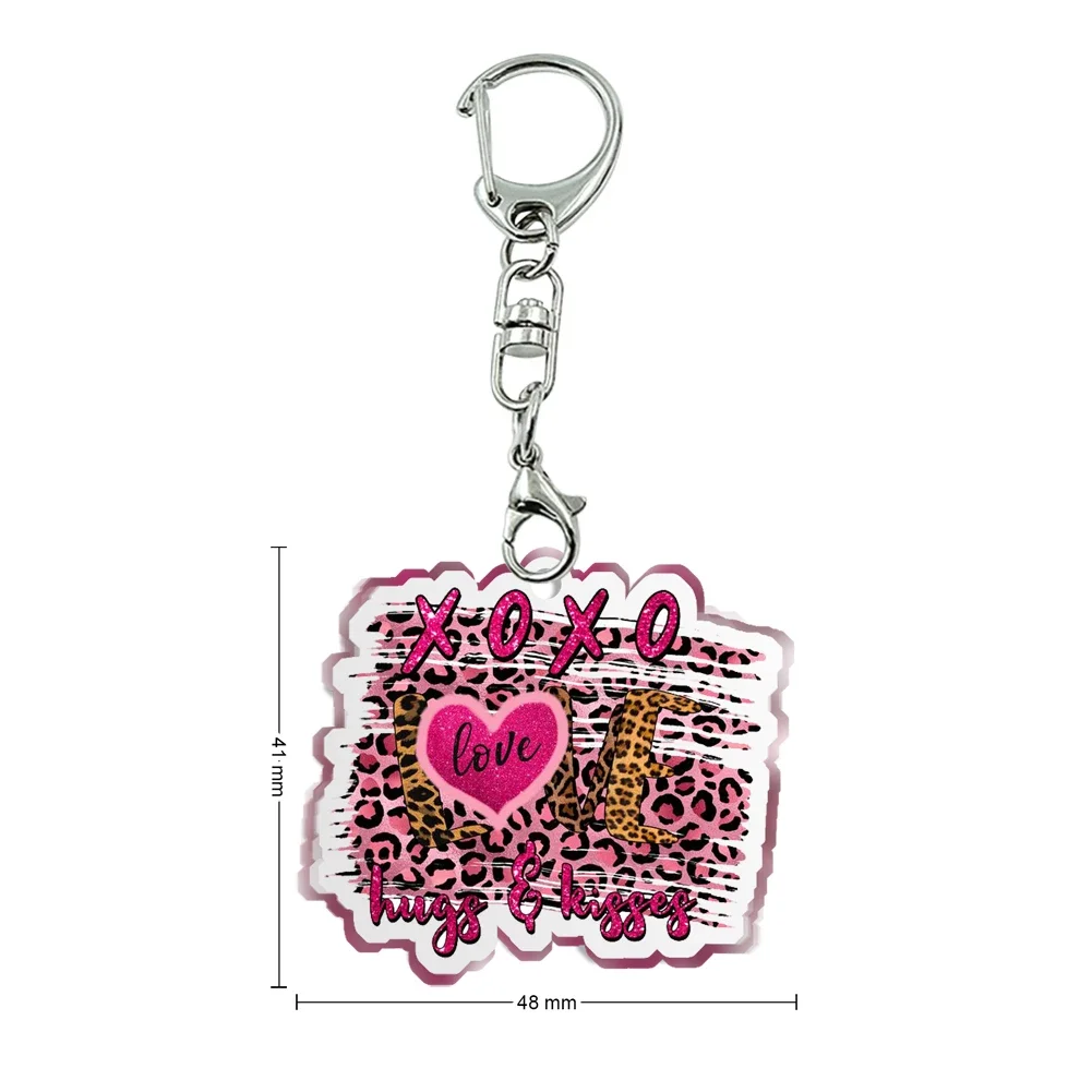 New Women Men Acrylic Leopard Print Keychain Transparent Acrylic Trinket For Friends Pendants