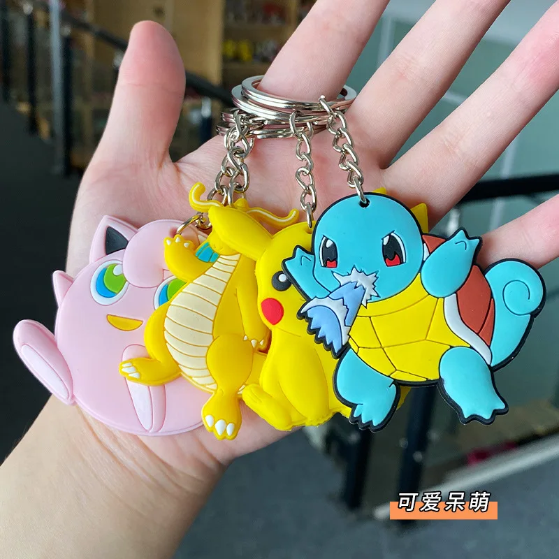 

New Pokemon Anime Marowak Abra Gengar Ponyta Porygon Alloy Silicone Keychain Accessories Pendant Bag Key Ring Pendant Gift Toys