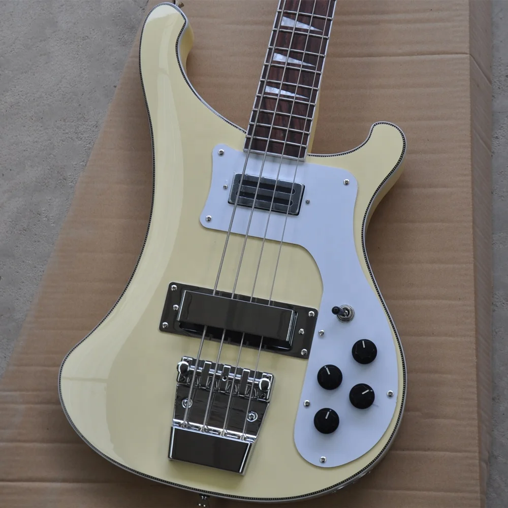 Factory Custom Brand Light Yellow Electric Bass Guitar,bass 4 strings