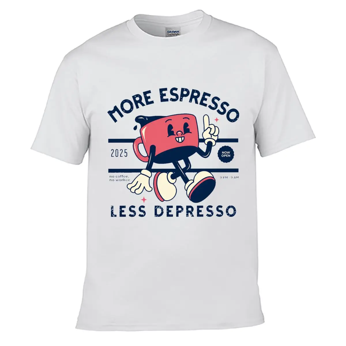 More Espresso Less Depresso 2025 No Coffee No Workee Street Distressed Washed Loose Simple Tee