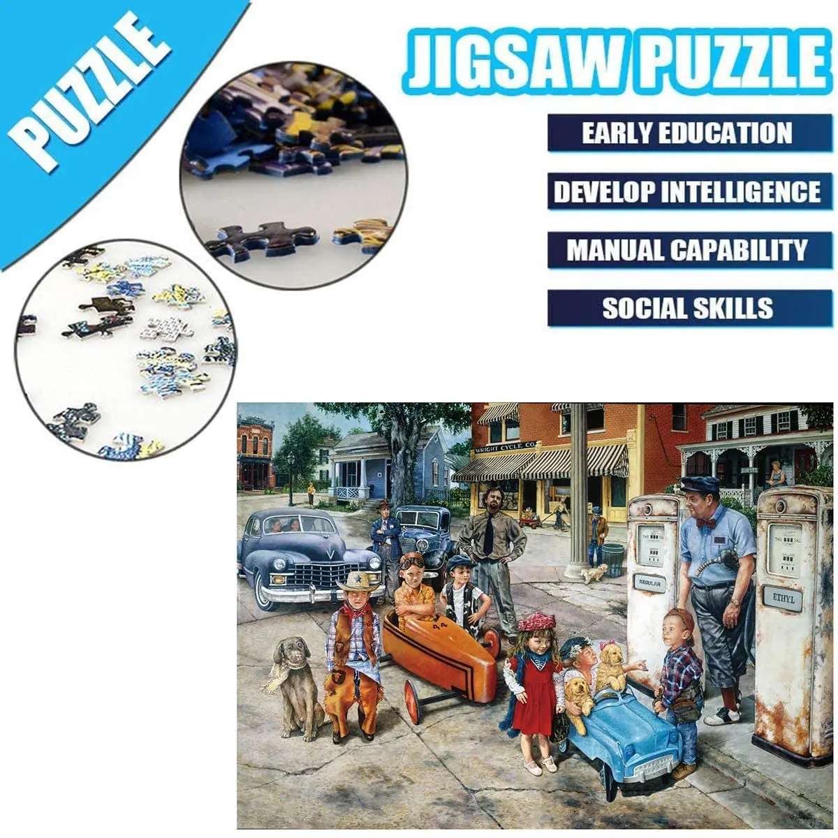 1000 Piece Jigsaw Puzzles For Adults Kids, Jigsaw Intellectual Educational Game Difficult and Challenge/Car Kid