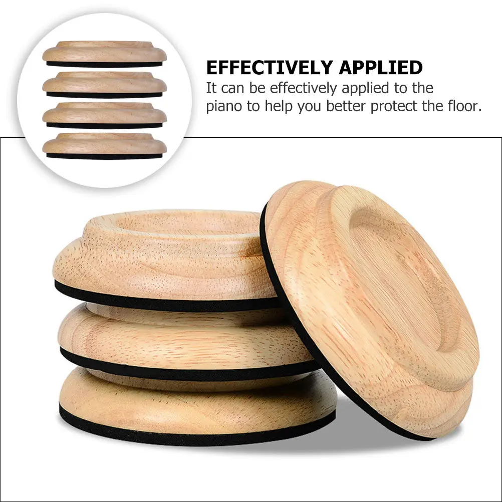 4Pcs Piano Caster Cups Strong Wood and Eva Material for Pianos Anti-Vibration and Non-Slip Performance