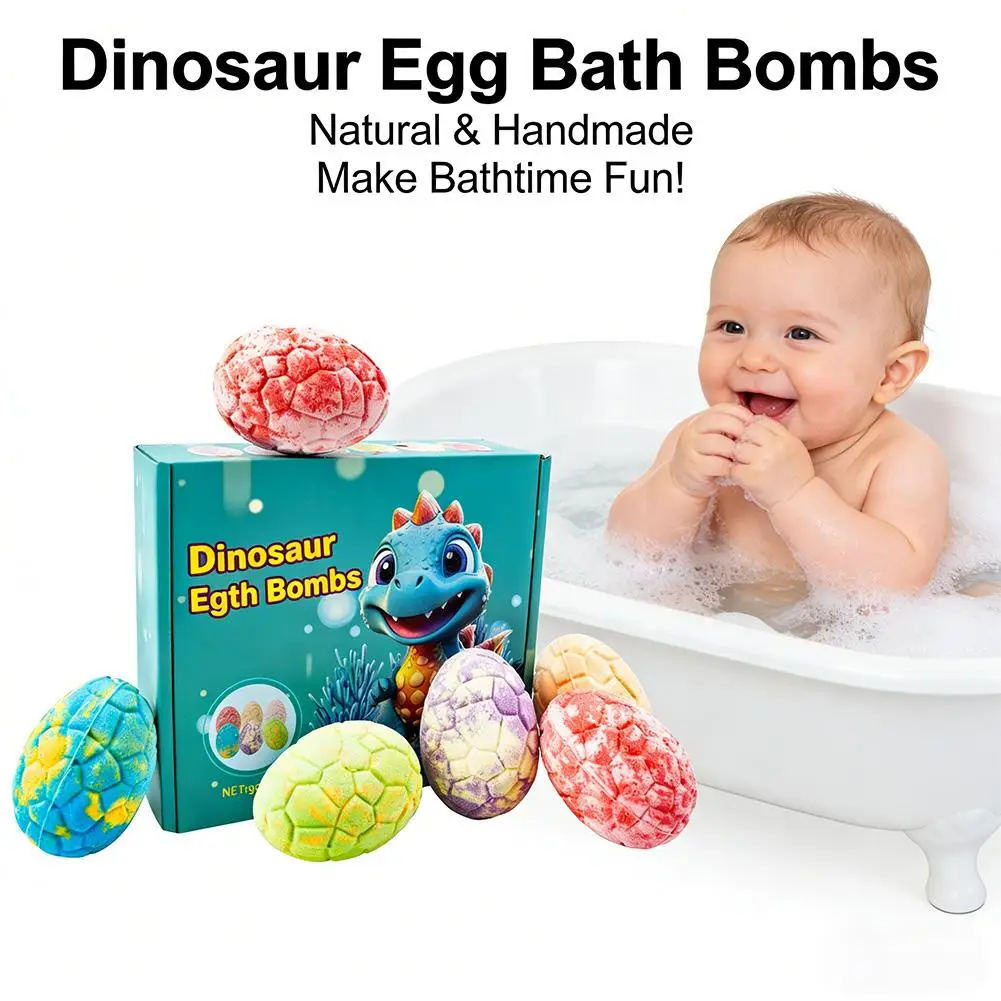 1/6Pcs Natural Organic Dinosaur Egg Bath Bombs with Surprise Toys Fizzy Bubble Bath Bath Bombs for Kids Essential Oil Scented