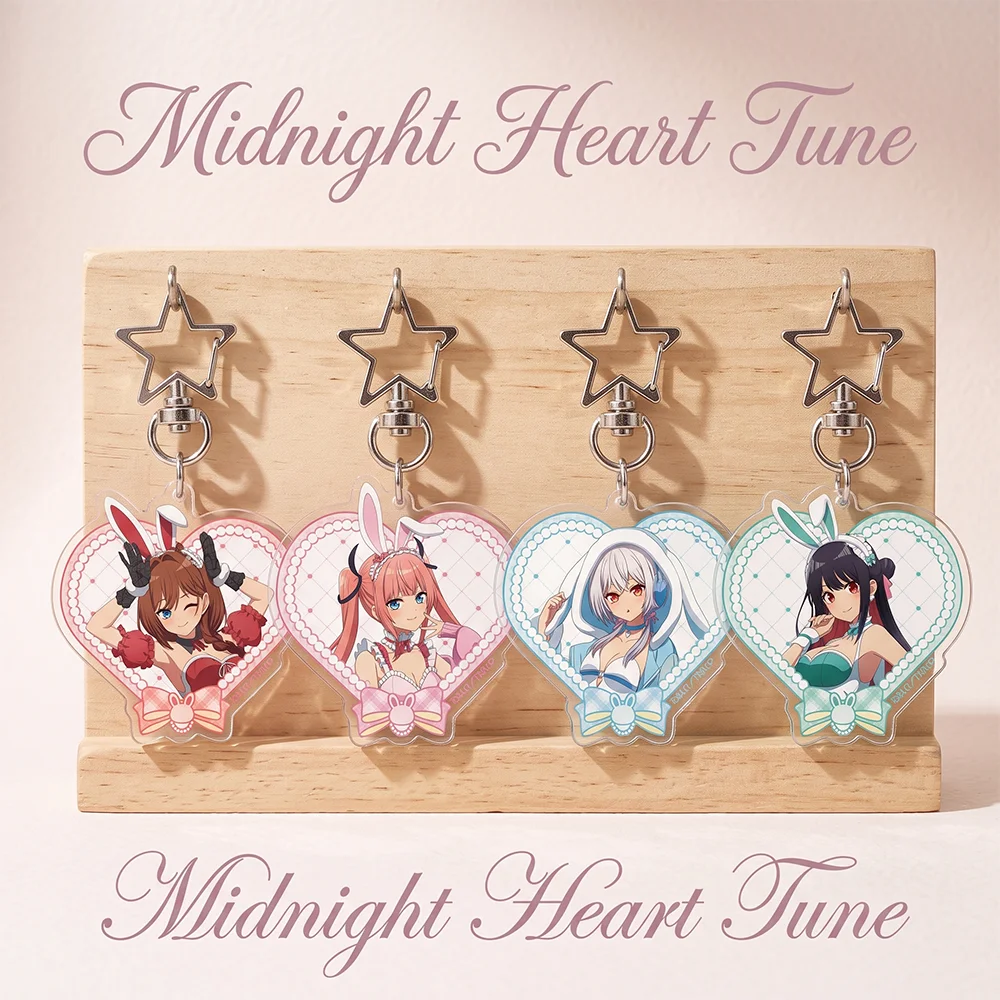 Anime Midnight Heart Tune Kawaii Keychain Cute Keyring Pendant Bag Accessory Cosplay Party Souvenir Collection Gift