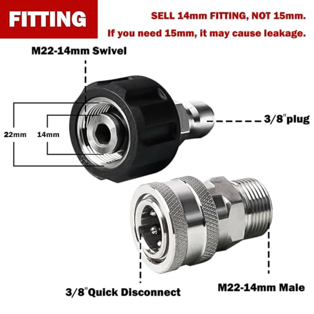 Stainless Steel Pressure Washer Quick Connect Kit Car Wash Water G-un US Quick Connector Fittings Garden Tools Accessories