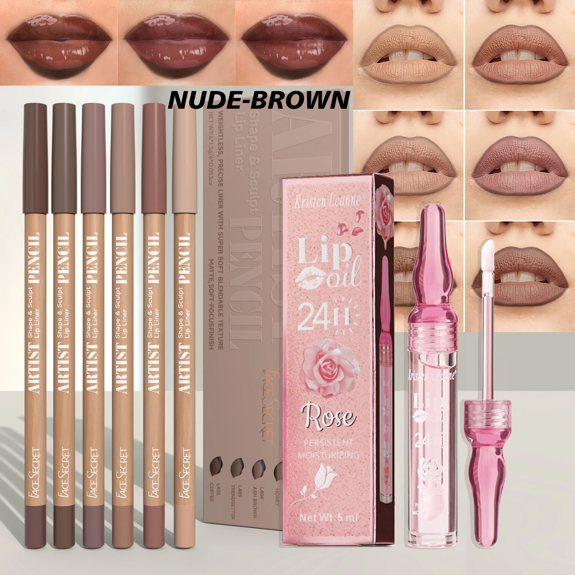 Juego de 7 Uds de delineador de labios mate de terciopelo y aceite de labios, juego de delineador de labios resistente al agua y de larga duración, cosméticos