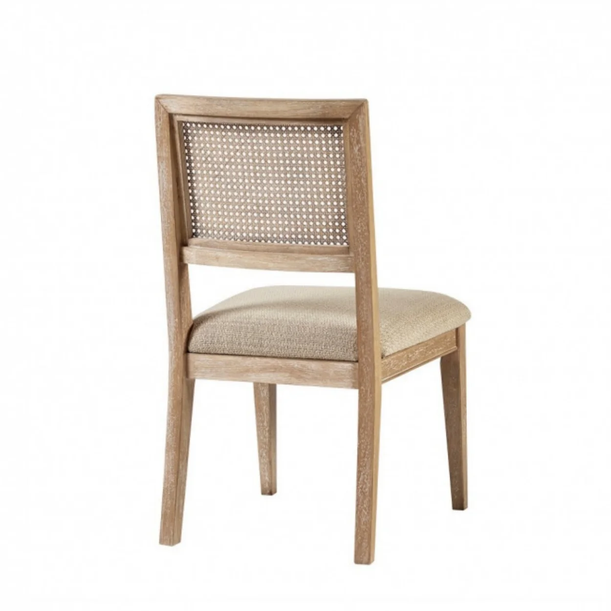 # Dining Room Furniture Chair Recycled Solid Wood Cane Inset Back Upholstered Seat Dining Chair