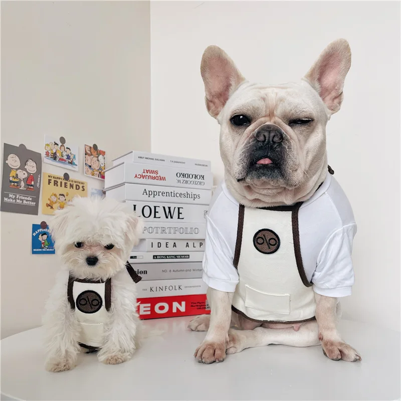 Designer Dog Costumes for Small Dog Cosplay Vset Cute Puppy Bibs Shop Assistant for French Bulldog Clothes Supplier Dropshipping