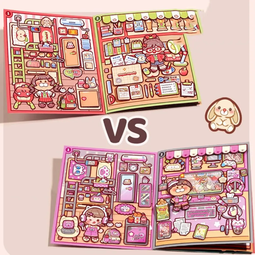 Mão livro livro de atividades artesanal livro silencioso papel adesivo livro telado ocupado livro kawaii anime diy cena material adesivo diy