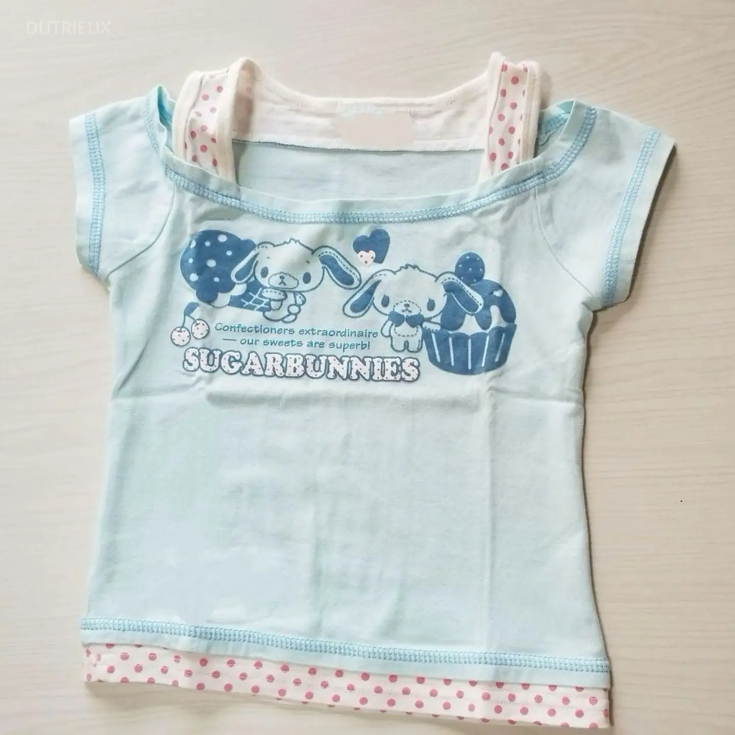 Camisetas giapponesi Magliette dolci 2025 Abbigliamento donna Falso Due Crop Top Cartoon Stampa Moda Estate T-shirt Ropa Mujer 63e614