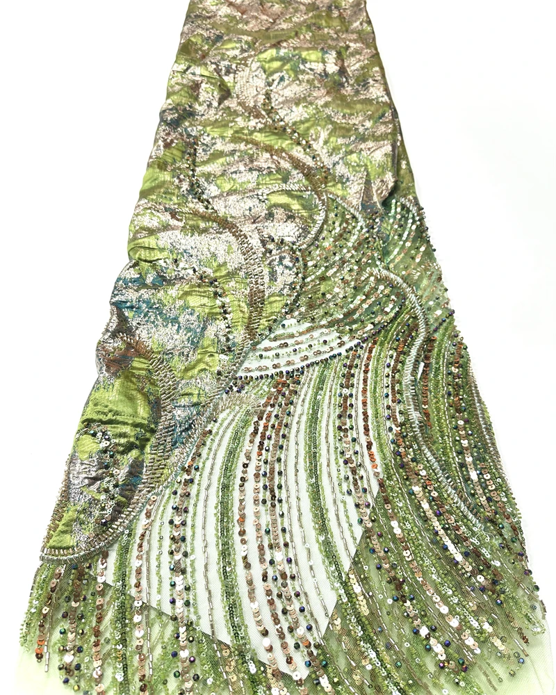 

African Beaded 2026 High Quality Nigerian Sequins With Pearl Lace French Tulle Lace Fabric For Party Dress Sewing