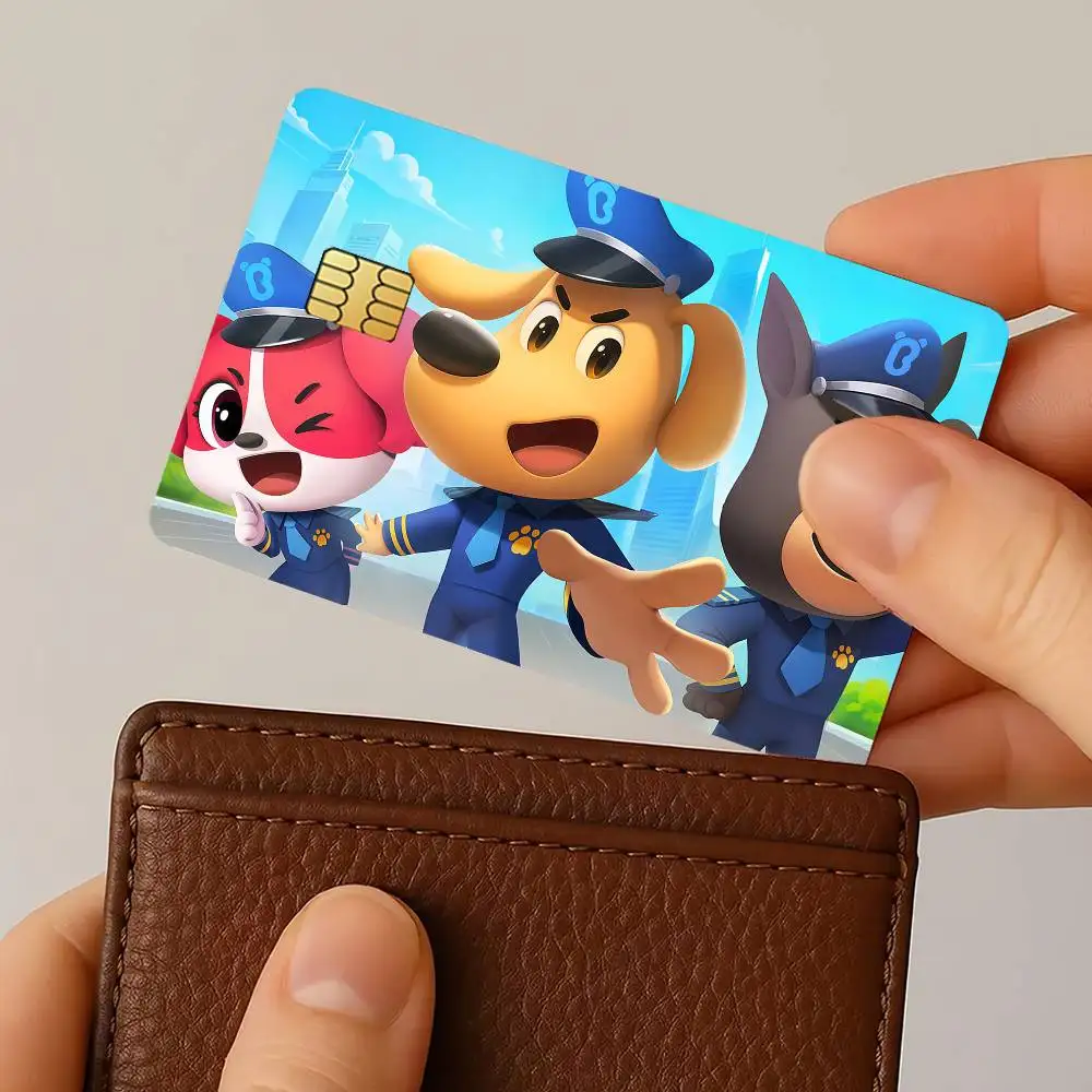 Cartoon Safety Sheriff Labrador Credit Card Public Transportation Cards Protective Sticker Waterproof Card Face Decoration 4PCS