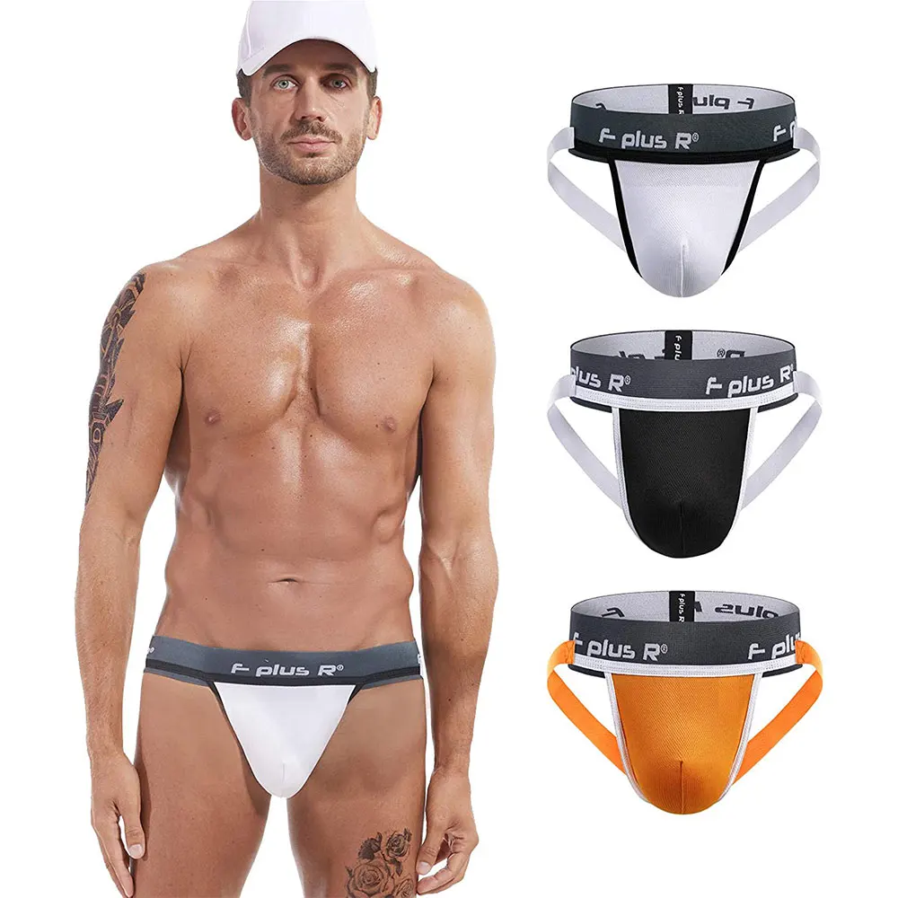 Men's Athletic Supporter Jockstrap with Cup Pocket 2 Inch Waistband Push Up Pad Sissy Underwear Jock Strap Briefs G String Thong