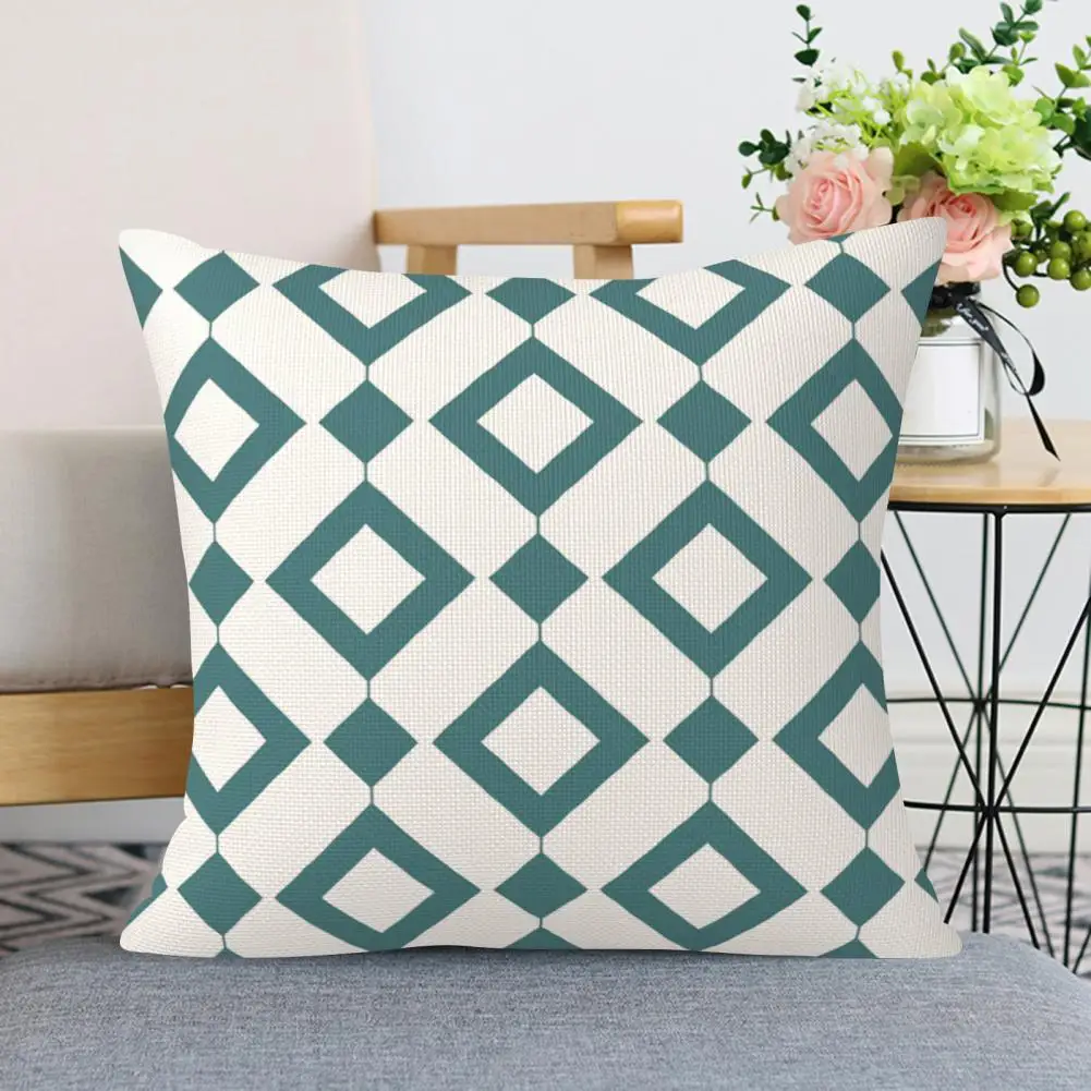 Throw Pillowcase Cushion Cover Geometric Pattern Washable Easy Maintenance Wear Resistant Home Decor Cushion Case Pillowslip