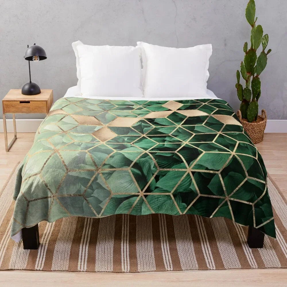 

Leaves And Cubes Throw Blanket Decorative Beds for winter heavy to sleep Camping Blankets