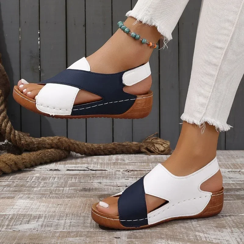 Female Shoes on Sale 2024 Brand Summer Women\'s Sandals Open Toe Mixed Colors Platform Water Proof 43 Large Size Shoes Female