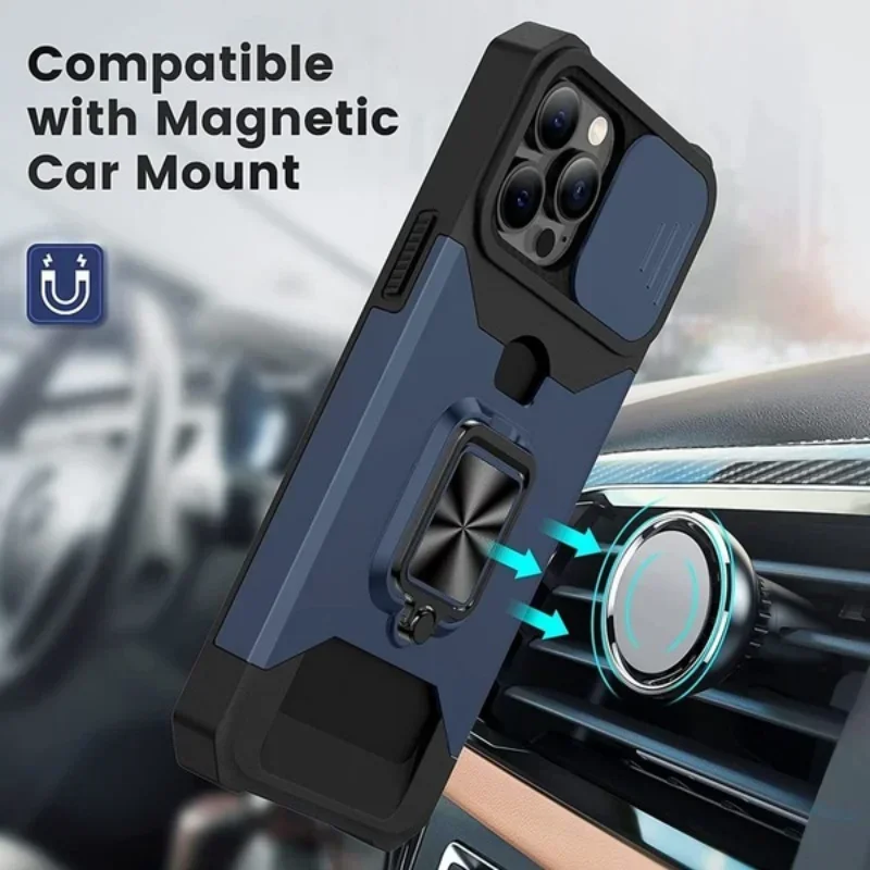 Case For iPhone 14 Pro Max Plus Card Window anti-fall mobile Phone Case iPhone 13 12 11 Pro Max 8 Plus ring protective Cover