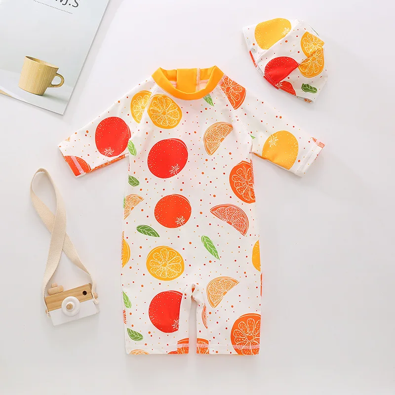 Boy girl Baby one-pieces fruit Surfing Wear  Swimming Suit Infant Toddler Swimwear Kids Sunscreen Beach Bathing Suit