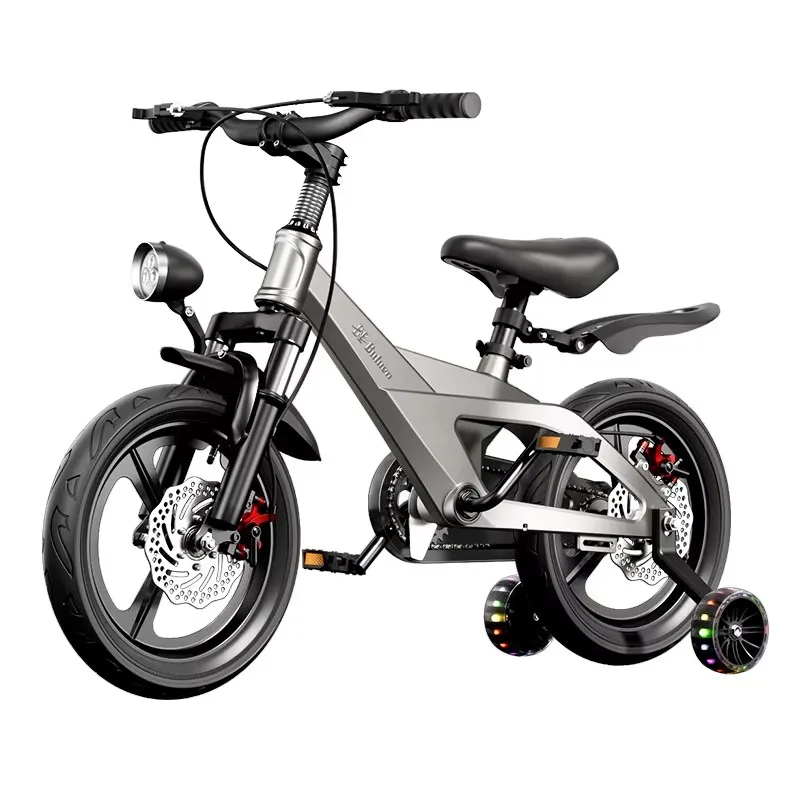 Children's bicycle, suitable for children aged 2-6, with auxiliary wheels, frame material: magnesium alloy