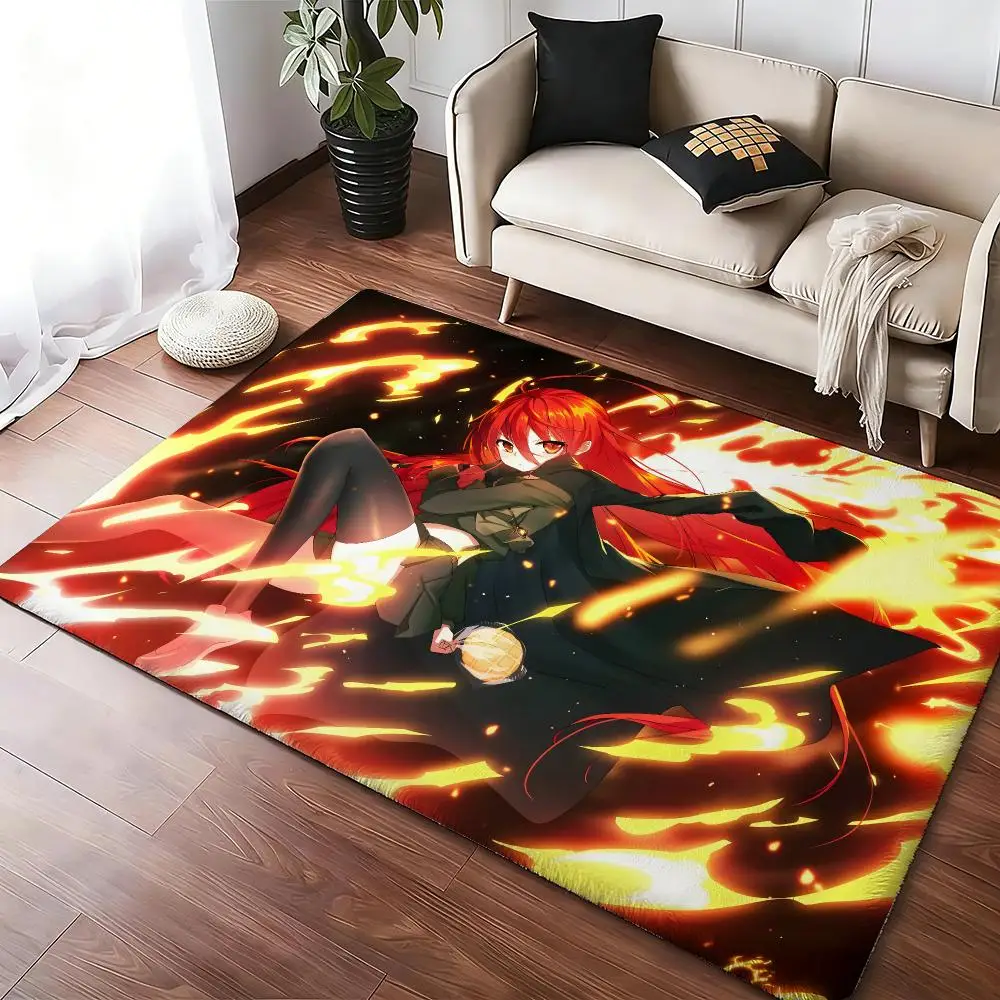 S-Shakugan No S-shana Anime Floor Mat Soft Thickened Absorbent Non-Slip Bedroom Living Room Door Mat Home Decor Flannel Rugs