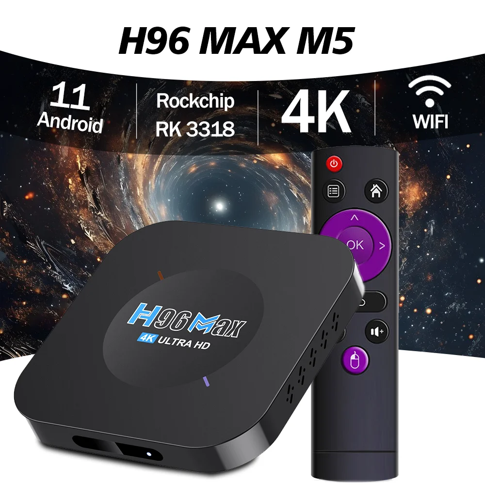 H96 Max M5, TV Box Android Económico, 1GB+8GB de Almacenamiento, Decodificación 4K Ultra HD, WiFi Inalámbrico, Control Remoto, Reproductor Multimedia Mini para el Hogar