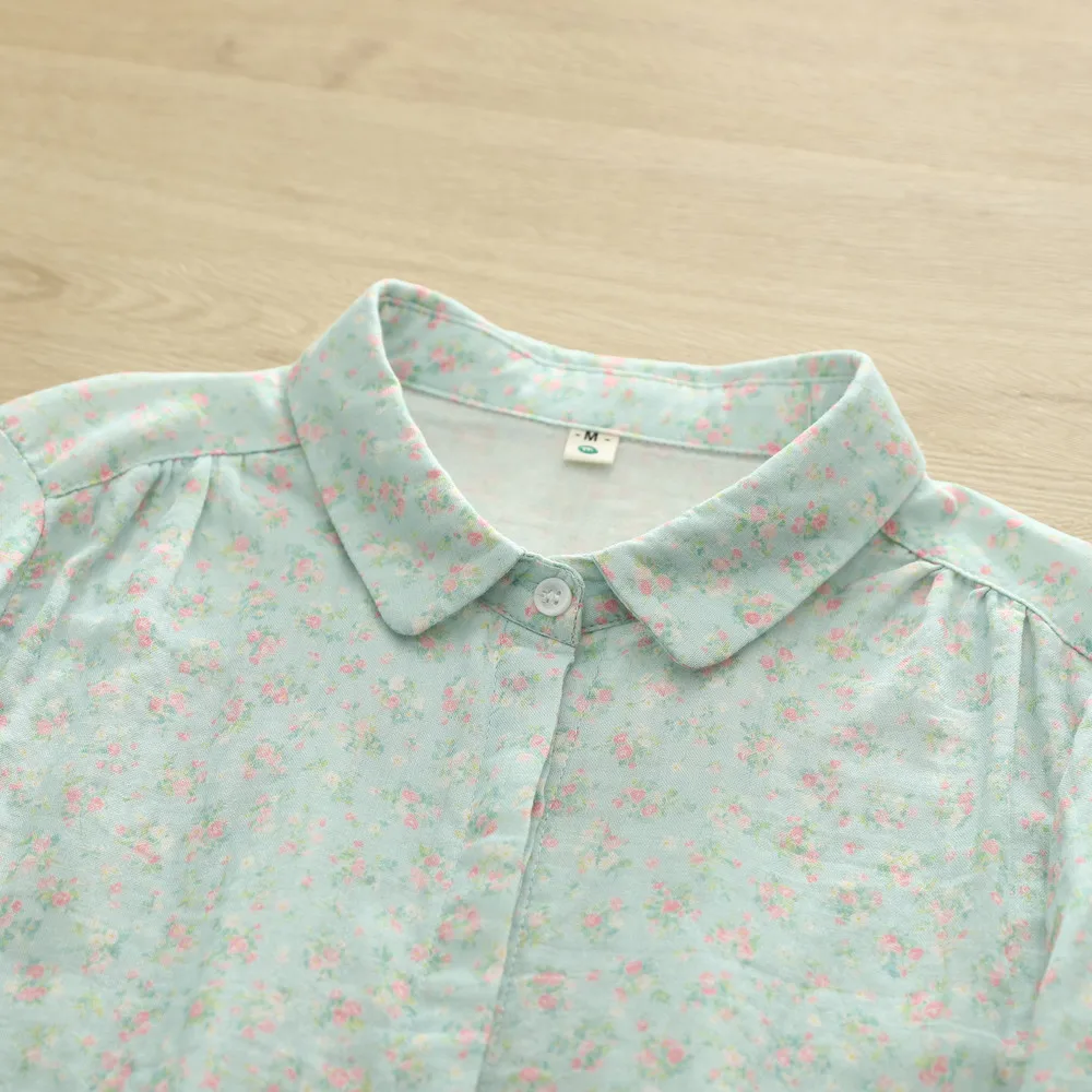 New 2026 Autumn Women Cotton Yarn Long Sleeve Shirt, Turn-down Collar Printed, Mori Girl Fashion Casual Loose Blouse T67752CC view 5