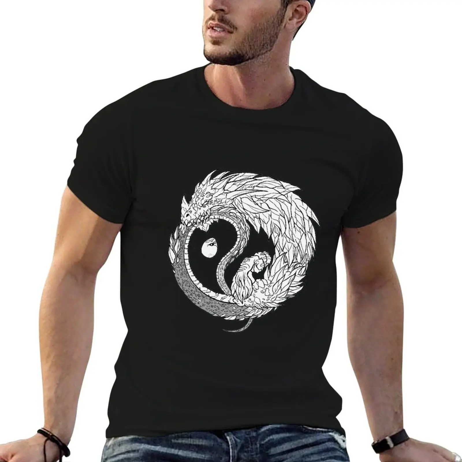 

Ying-Yang Ouroboros Dragon T-Shirt t shirt man plain cotton t shirts high quality man t shirts high quality luxury brand T-shirt