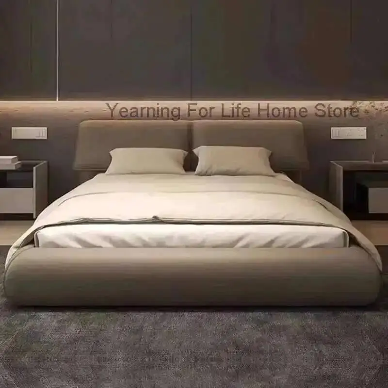 

End Bed Double Glamorous Headboard High European Full Size Twin Bed Frame Luxury Platform Wood Cama Box Casal Nordic Furniture