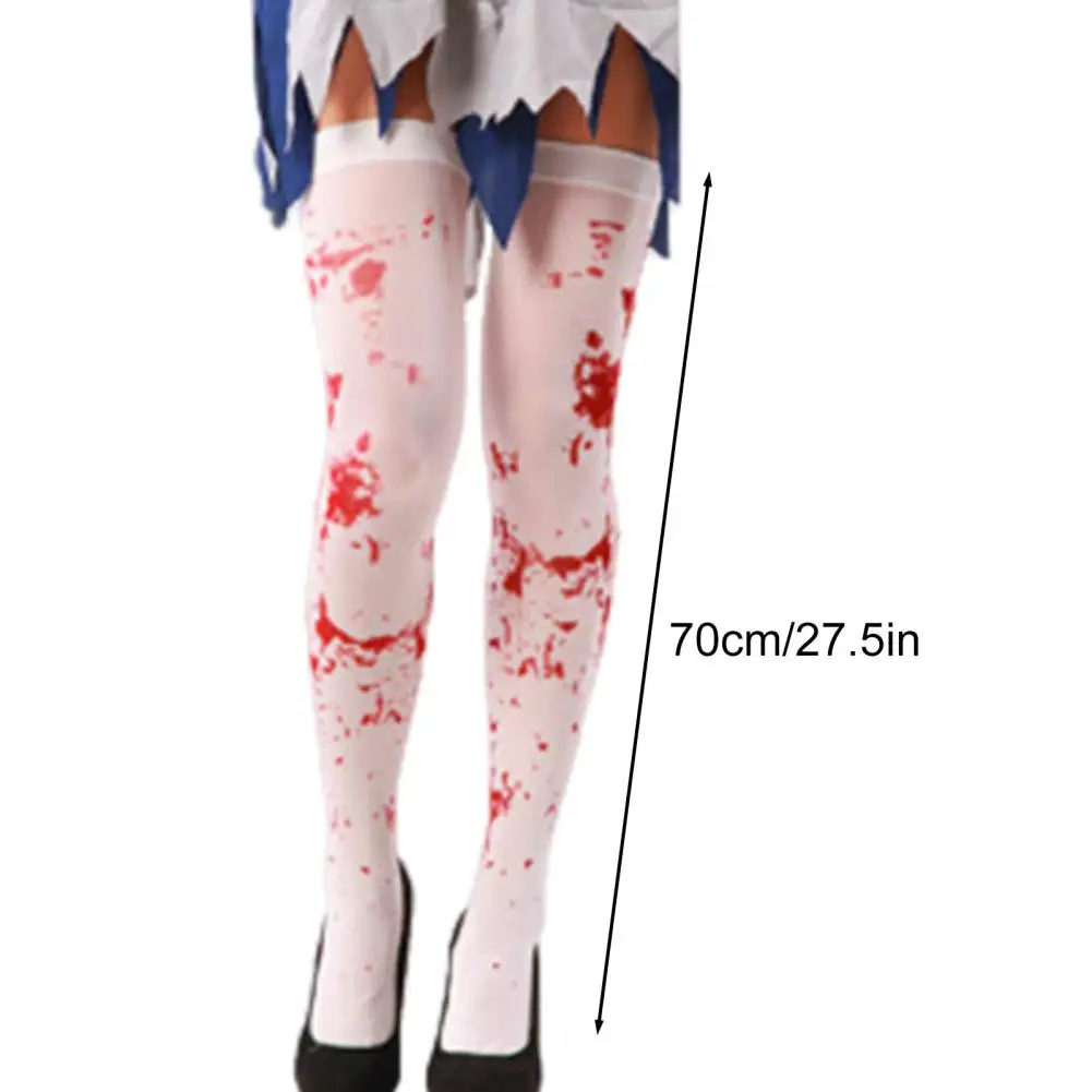 1 Pair Halloween Socks Nurse Cosplay Horror Thriller Style Stockings Elastic Zombie Blood Stains Masquerades Parties Costume