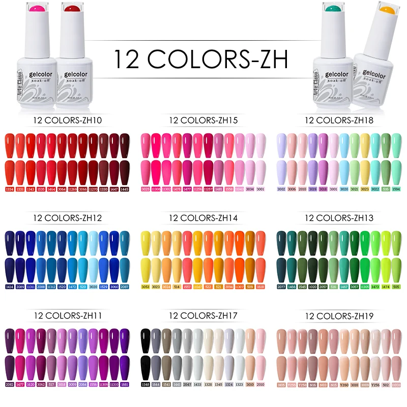 Arte Clavo 15ml 12pcs Colors/Set Gel Nail Polish Gellak Top Coat LED Gel Varnish Nail Art UV Gel Polish Soak Off Design Manicure