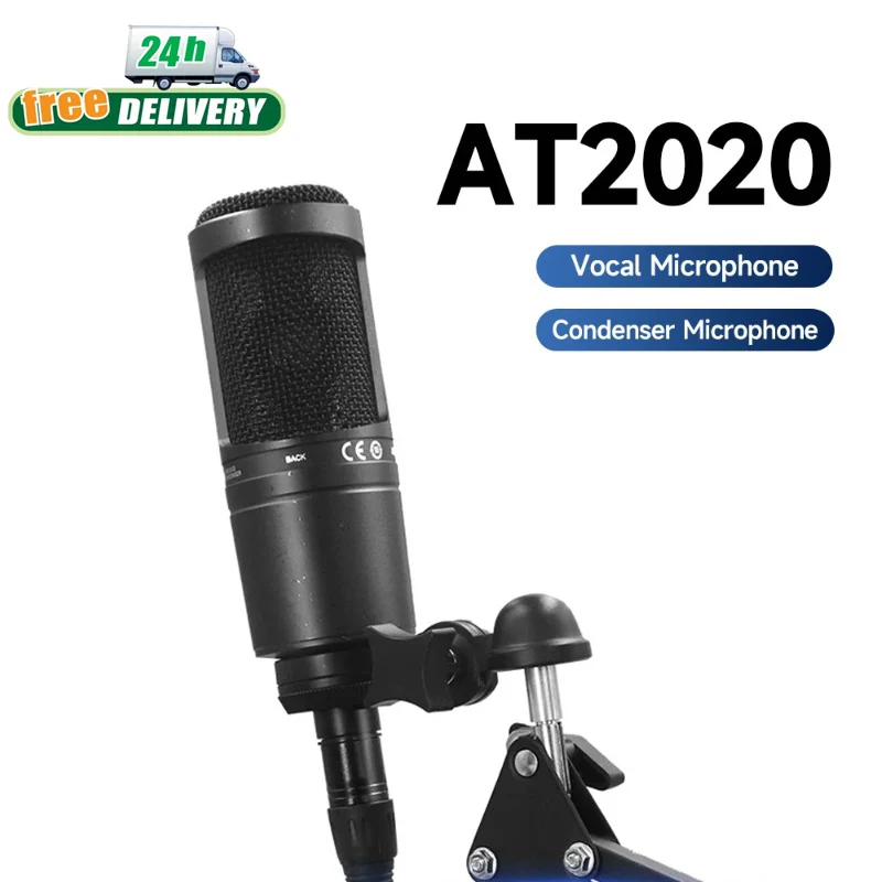 New AT2020 Cardioid Condenser Professional Microphone for Project/Home Studio Applications Mic for Recording Gaming Live Singing