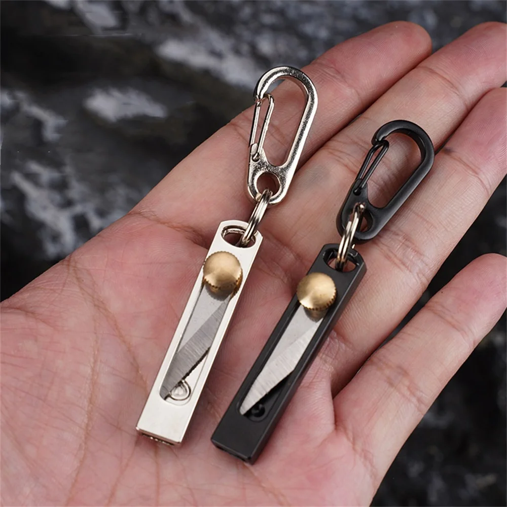 Mini Retractable Folding Pocket Utility Knife With Keychain Buckle Camping Backpacking Portable Paper Box Cutter Envelope Opener
