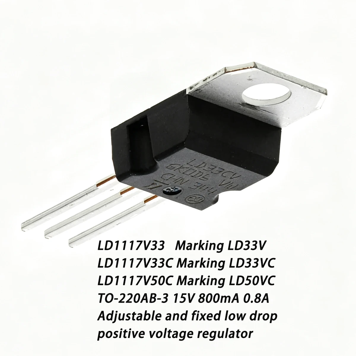 10PCS LD1117V33C LD1117V50C LD33VC LD50VC TO-220AB-3 15V 3.3V 5V 800mA NEW Original fixed positive voltage regulator Linear LDO