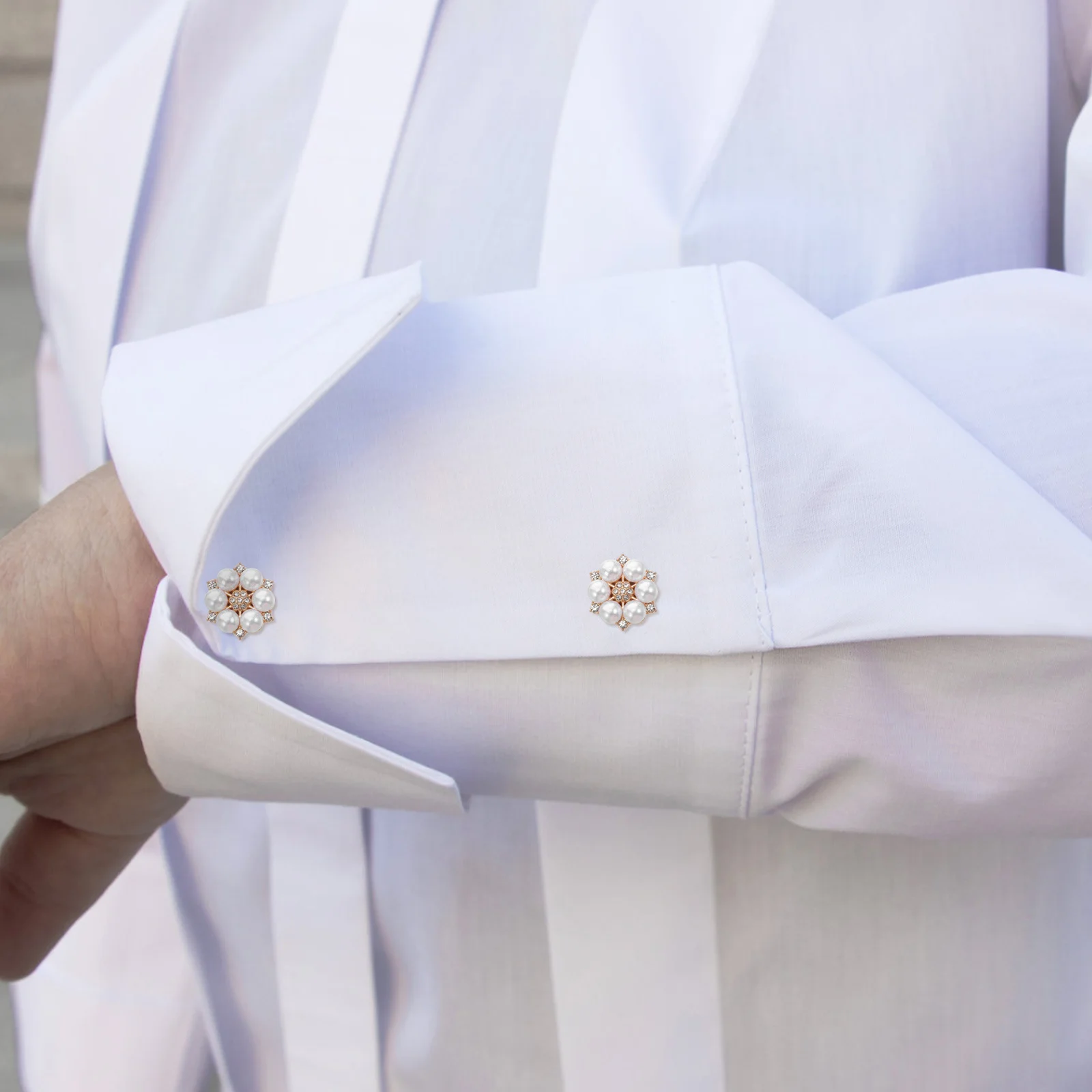6 pezzi di bottoni decorativi per polsini, strass, perle, fiori, maniche, clip per camicie eleganti da uomo, accessori per spille da smoking