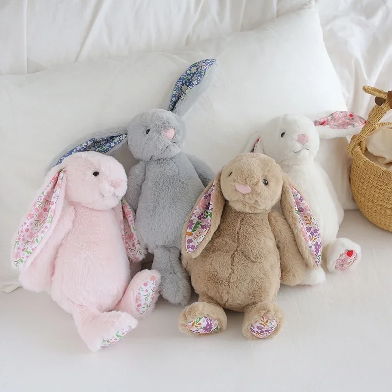 30cm dos desenhos animados macio coelho de páscoa brinquedo de pelúcia bonito floral bonnie coelho plushies pelúcia coelho animal boneca decoração do quarto das crianças