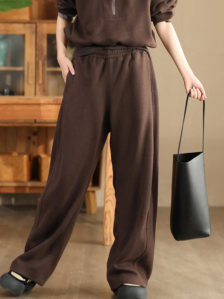 

Женские широкие брюки Ele из ацетатной шерсти, повседневные, прямого кроя, длиной в пол, модные, драпированные, спортивные штаны