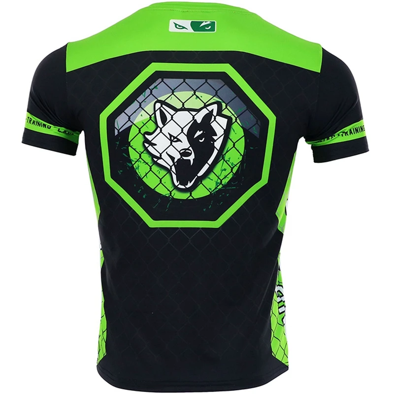 MMA Rashguard szybkoschnący Vszap Muay Thai T Shirt z krótkim rękawem poliestrowe kompresyjne koszulki bokserskie siłownia Jiujitsu