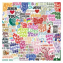 10/55/110PCS Jesus Loves You Christian Stickers Cartoon Bible Religion Stickers For Laptop Phone Luggage Waterproof Vinyl Decals