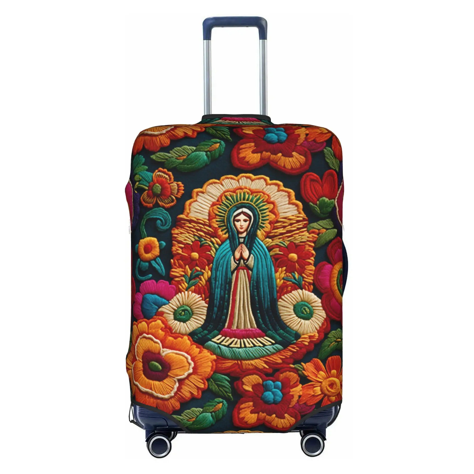 Mexican Our Lady of Guadalupe  Luggage Cover Elastic Floral Motifs  Travel Suitcase Protective Covers Suit For 18-32 inch