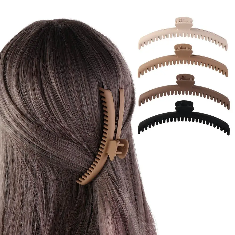 

Temperament Large Matte Claw Clip Acrylic Solid Color Thin Shark Clip Ponytail Clip Korean Style Geometric hair claw Bath
