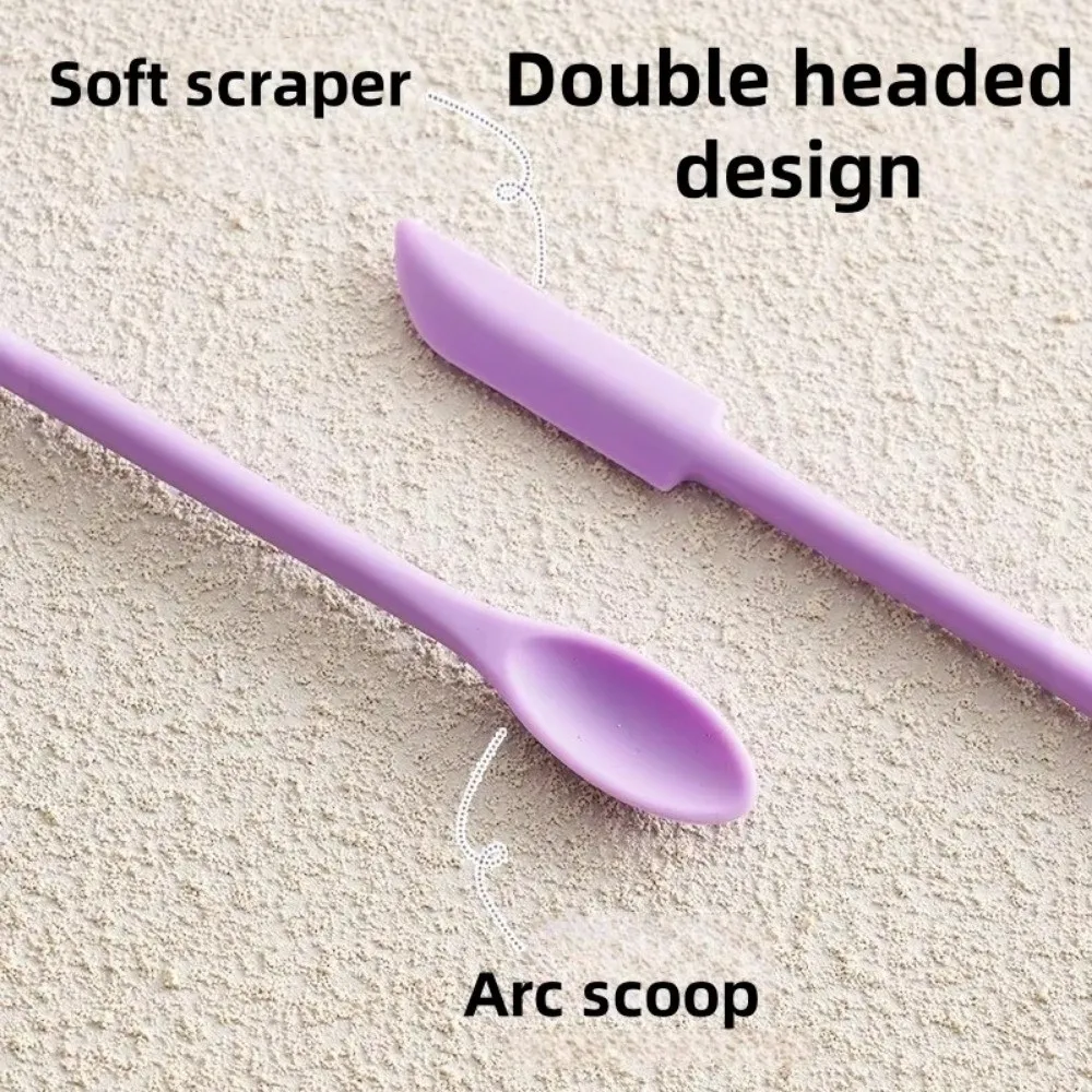 ชุดแปรงแต่งหน้า 3 ชิ้น แบบพกพา ทำจากซิลิโคน ขนาดเล็ก หัวคู่ ด้ามยาว สำหรับขูดมาส์กหน้า แปรงนุ่มสำหรับขูดแยม ชุดแปรงแต่งหน้า