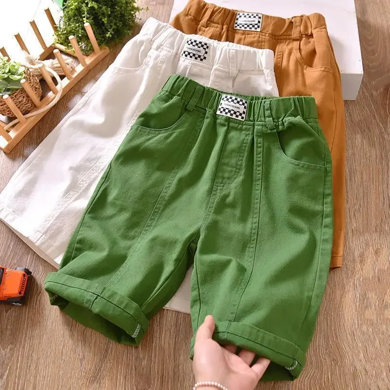 Boys Shorts Summer Loose Pants Summer Teenagers Boys Elastic Waist Cargo Shorts Child Elastic Waist Cotton Pants Sweatpants