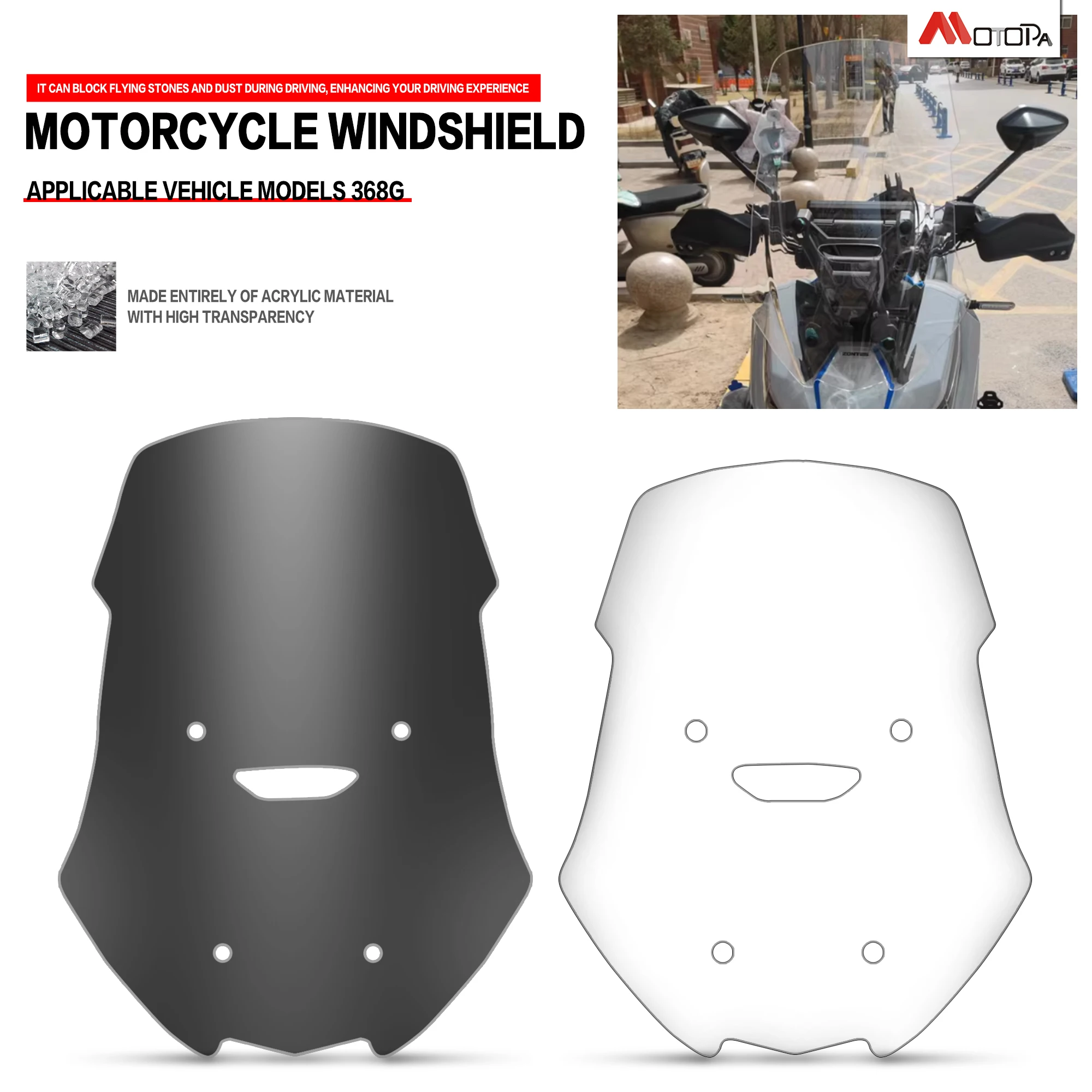 

Motorcycle 368g Windshield Modified Windshield Modified Front Windshield For ZONTES 368G 368g 368 G