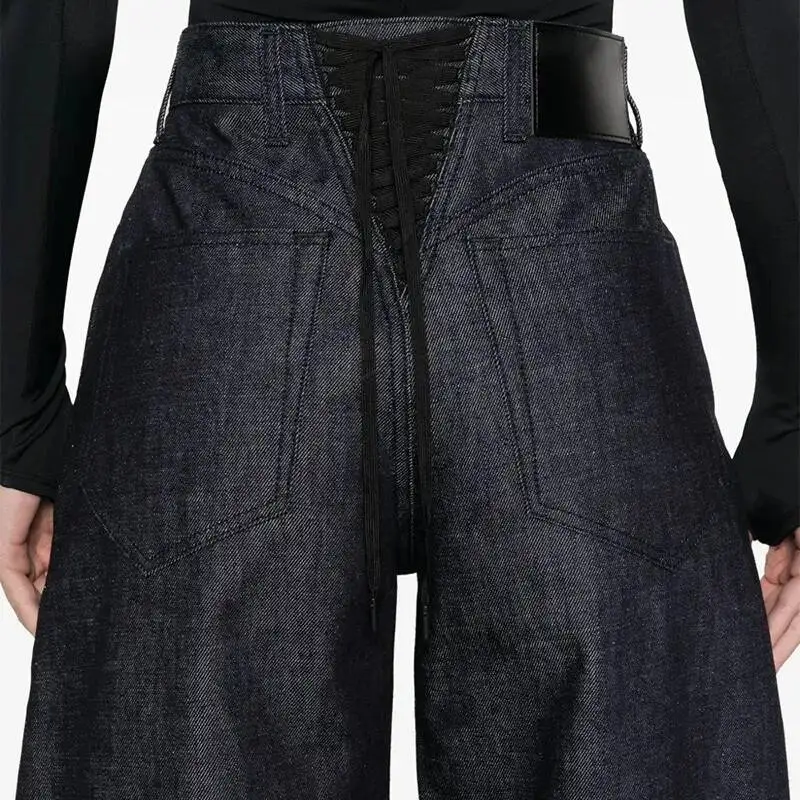 BJTZ 2025 جينز شخصي عصري جديد لخريف 2025 للنساء، سروال مستقيم بتصميم فضفاض أنيق وغير رسمي