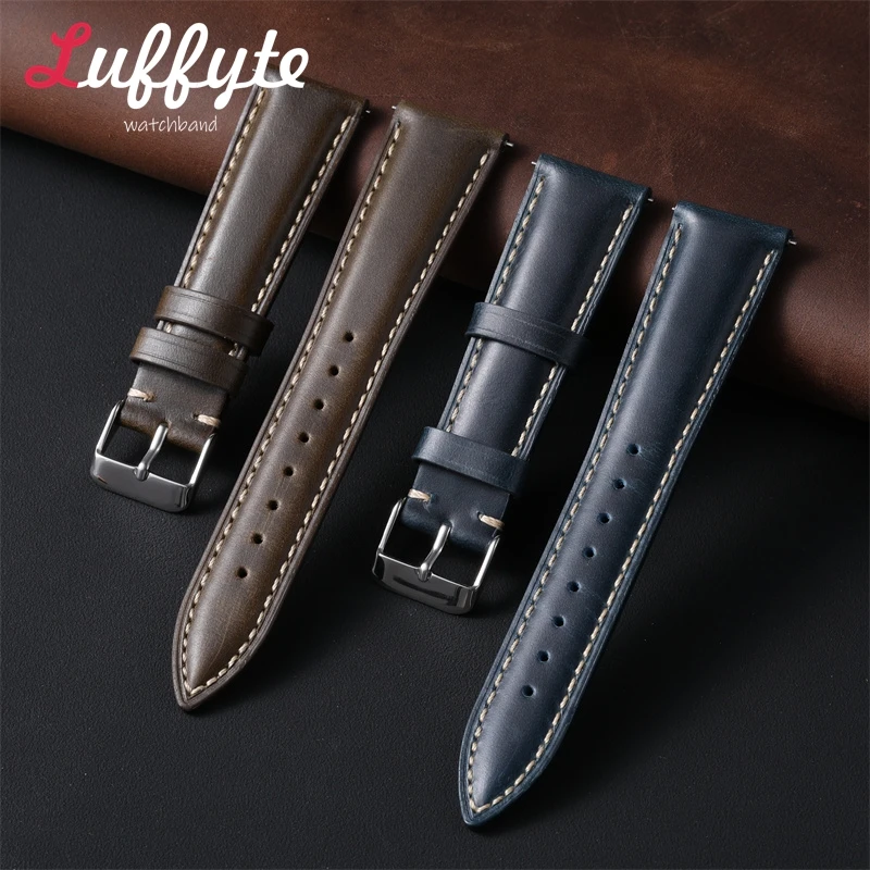 Oil Wax Skin Watch Band Quick Release Genuine Leather Watch Strap 18/19/20/21/22mm Comfortable Wrist Belt Watch Accessories