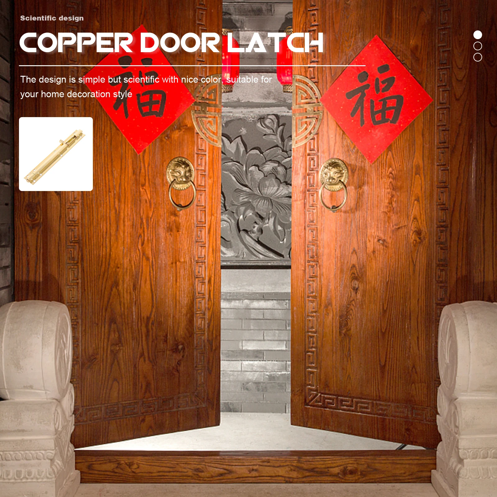 

All Copper Buckle Lock Golden Sliding Heavy Duty Barrel Bolt Security Latch Lock Interior Barn Slide Locks Full Copper Door